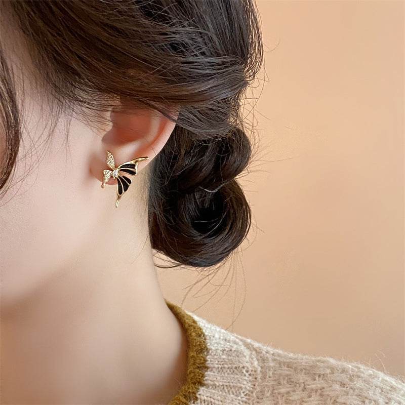 Fashion Jewelry Rhinestone Dripped Butterflies Stud Earrings Sweet Everyday Versatile Jewelry For Women - Velora