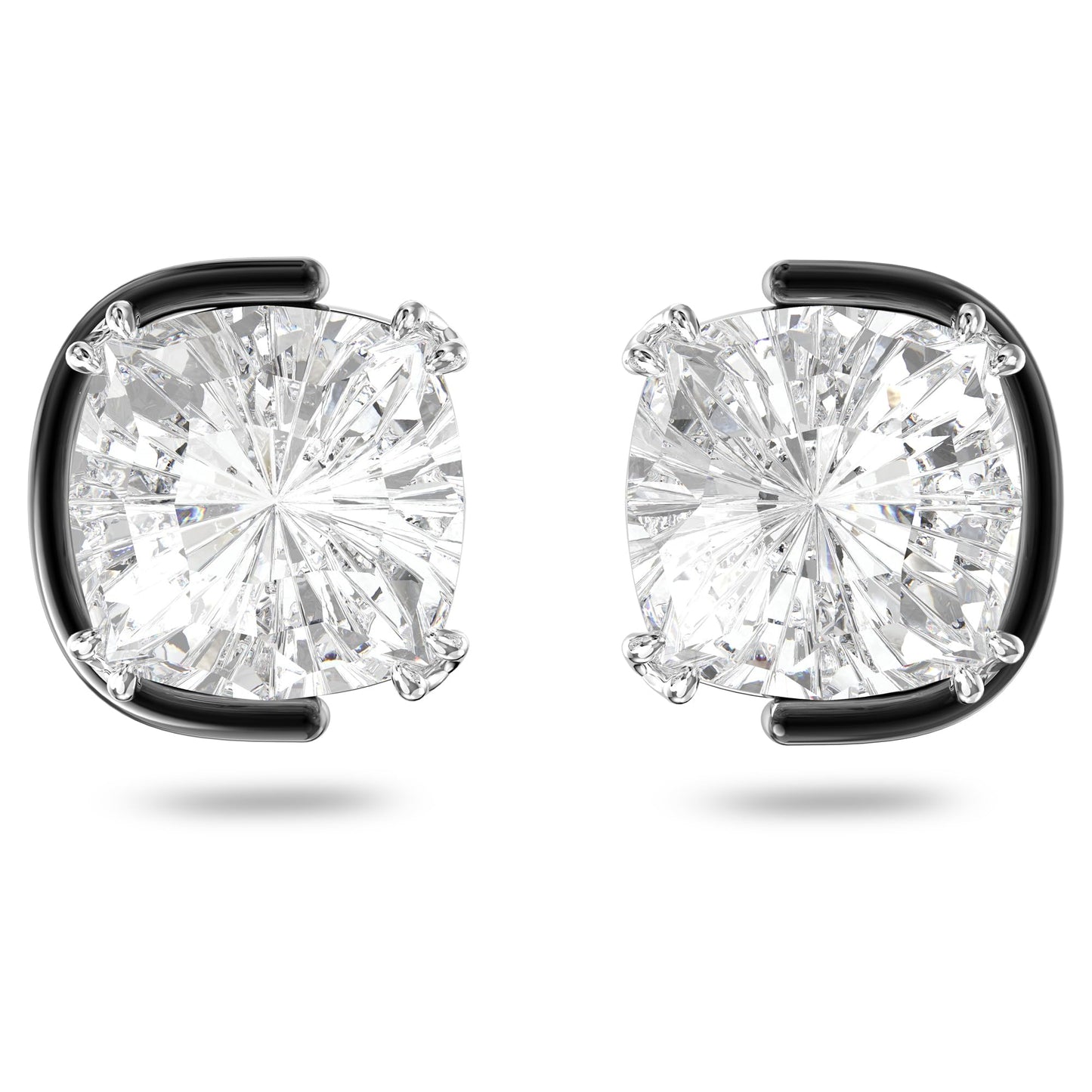 Swarovski Harmonia Stud Pierced Earrings Clear Cushion-Cut Crystals with a Mixed-Metal Setting Part of The Harmonia Collection