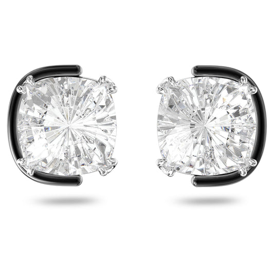 Swarovski Harmonia Stud Pierced Earrings Clear Cushion-Cut Crystals with a Mixed-Metal Setting Part of The Harmonia Collection