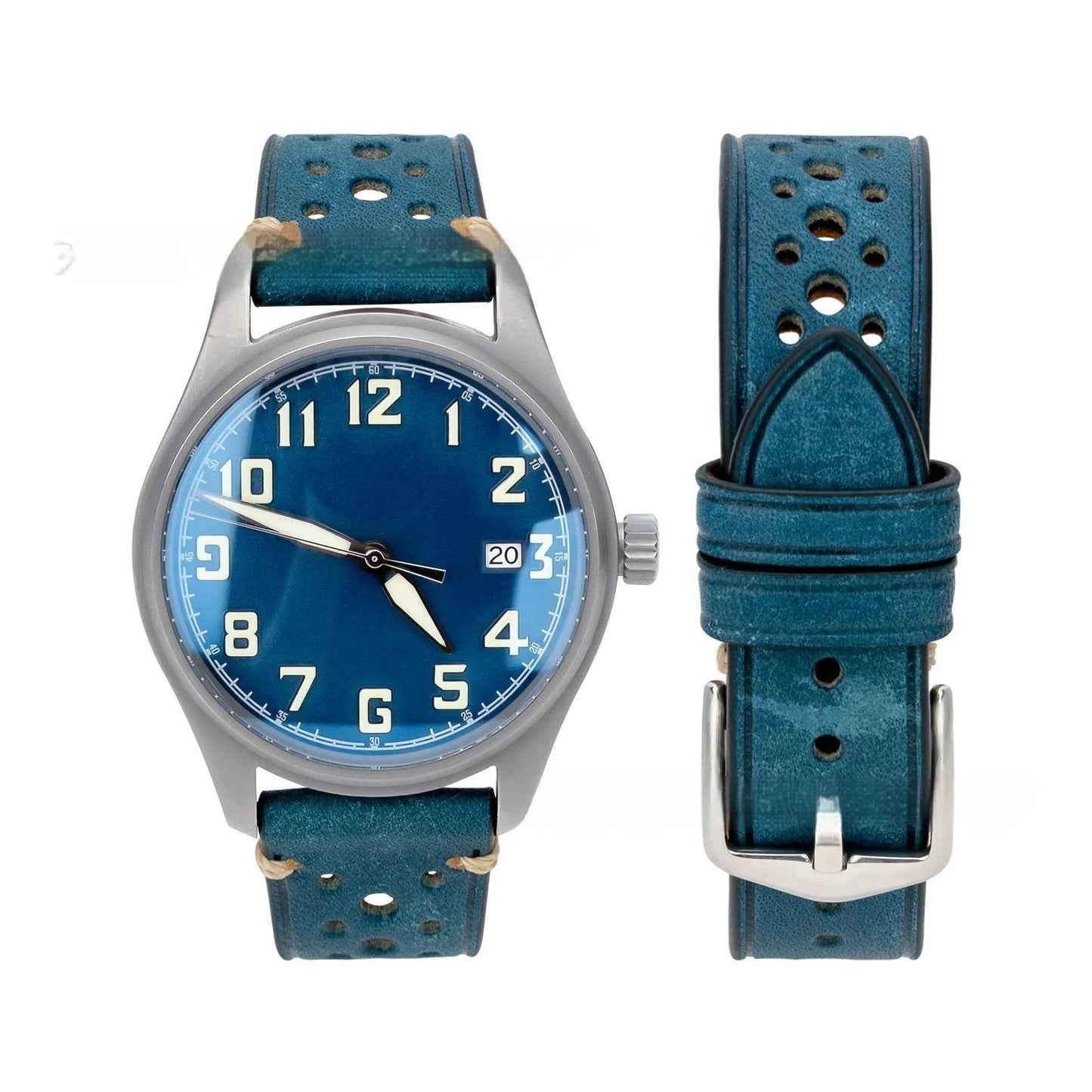 20mm Watch First Layer Cow Leather Watch Strap Retro Comfort - Velora