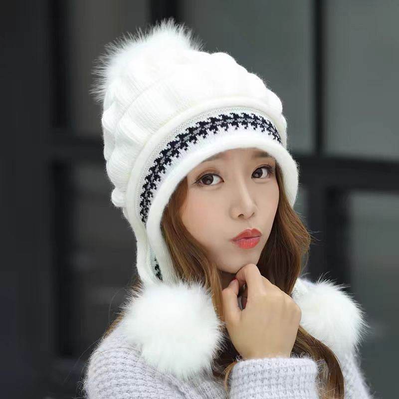 Cozy Knit Fleece-Feel Beanie With Ear Flaps & Pompom Warm Winter Hat For Women Perfect For Skiing & Outdoor Activities - Velora
