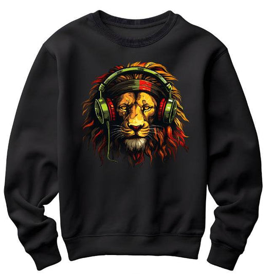 European And American Fashion Lion Printed Crew Neck Sweatshirt - Velora