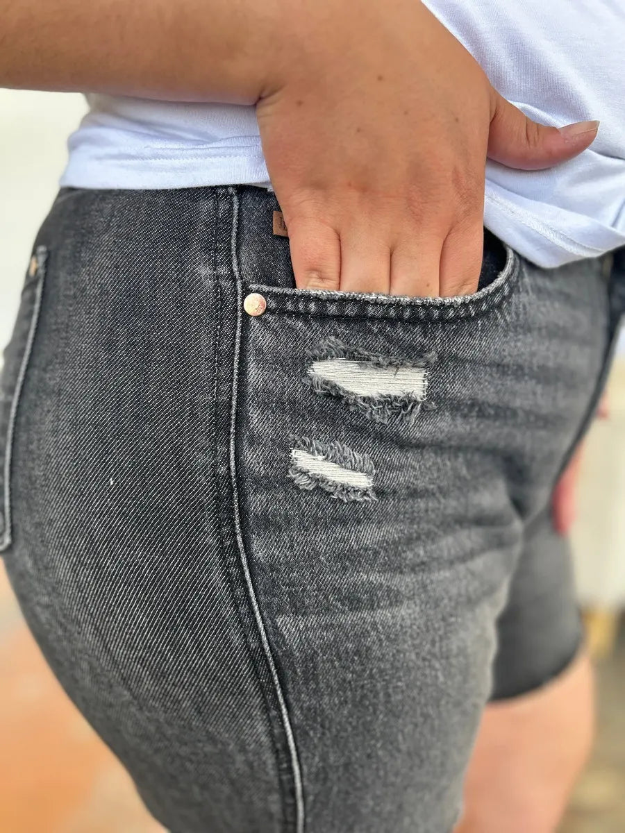 Judy Blue Full Size High Waist Rigid Magic Denim Shorts - Velora