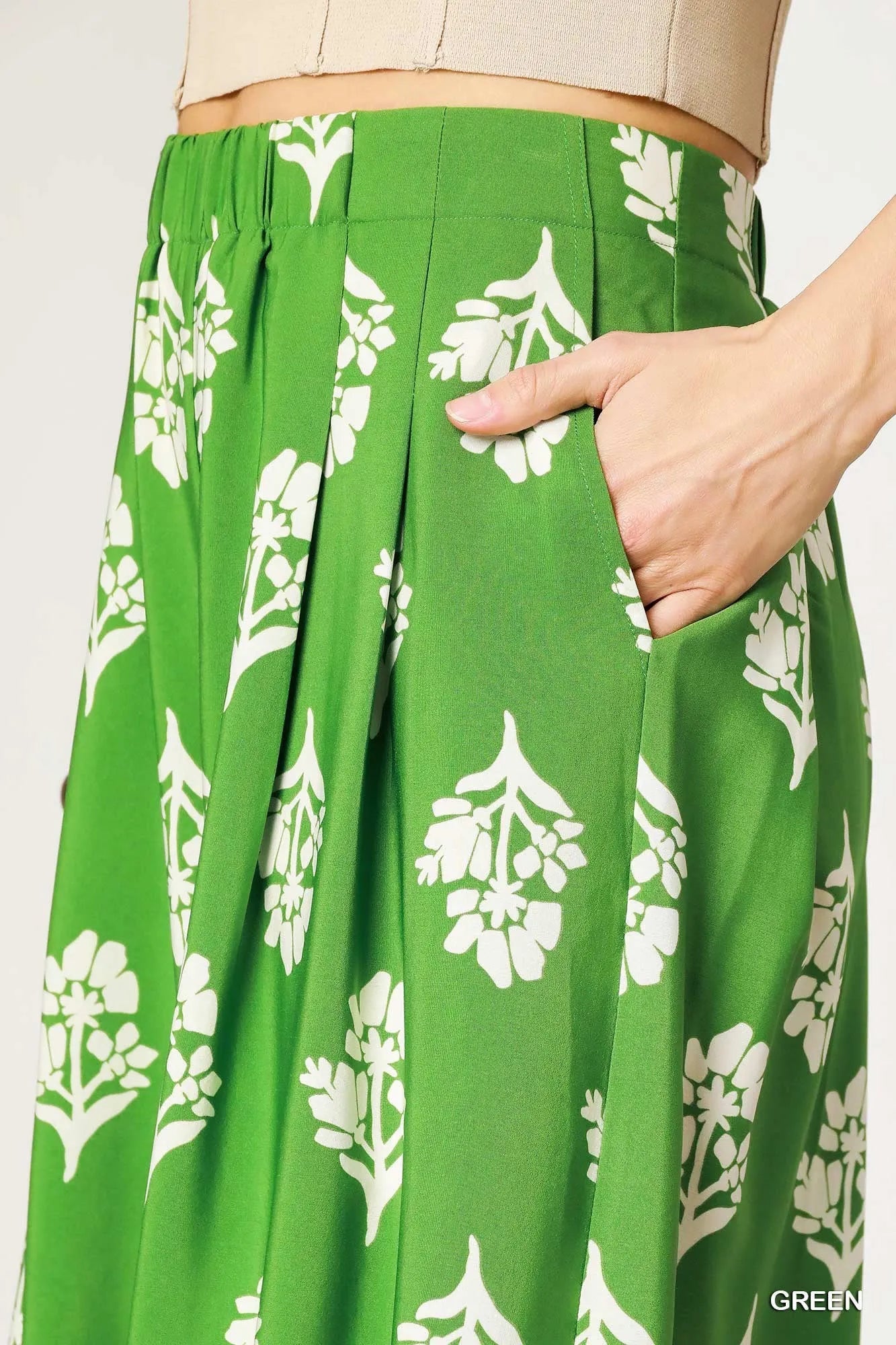 Umgee Floral Pleated Wide-Leg Pants - Velora