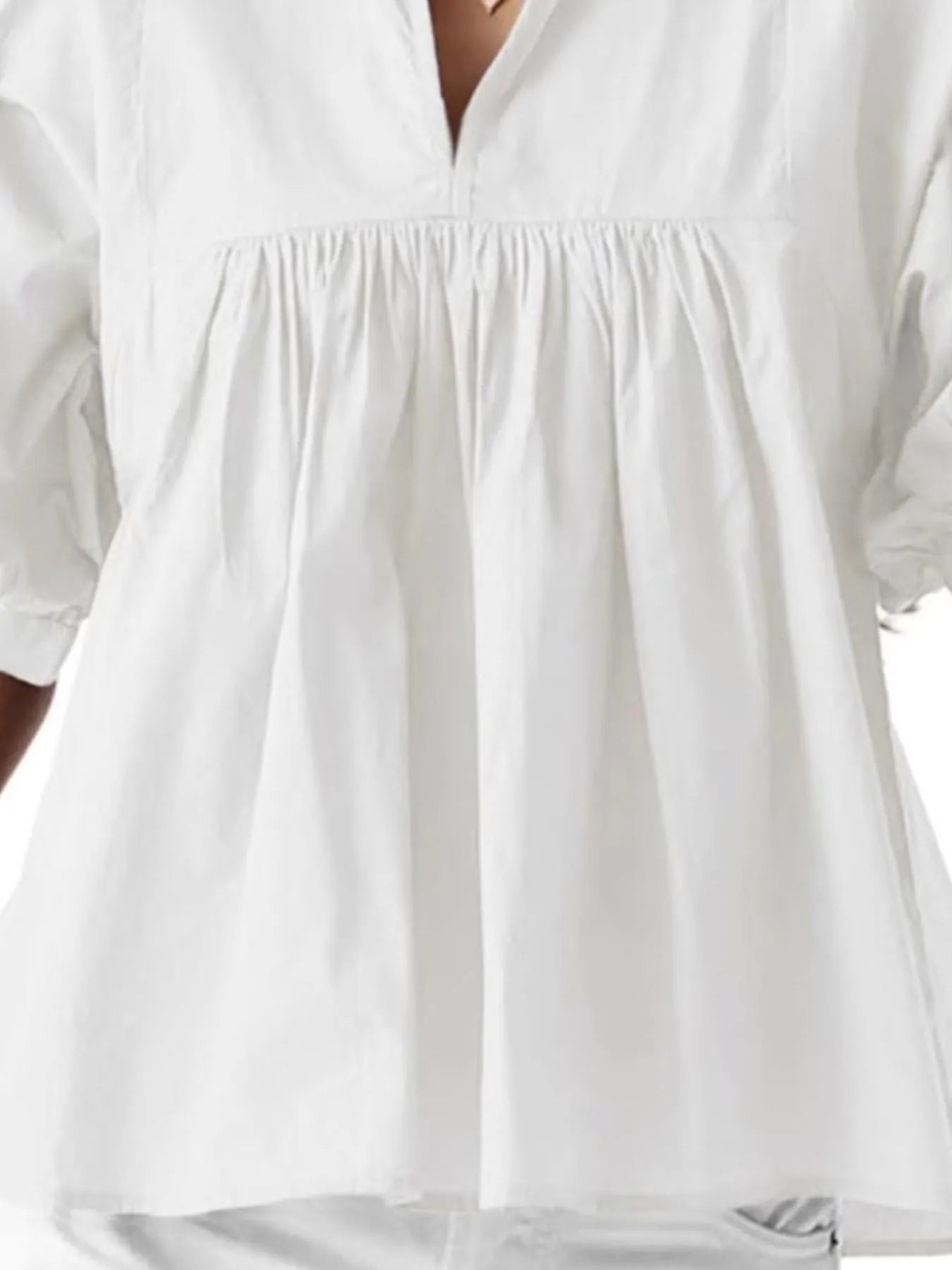 Notched Half Sleeve Blouse - Velora