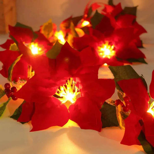 Door Frame Escalator Decoration Red Flower String Lights - Velora