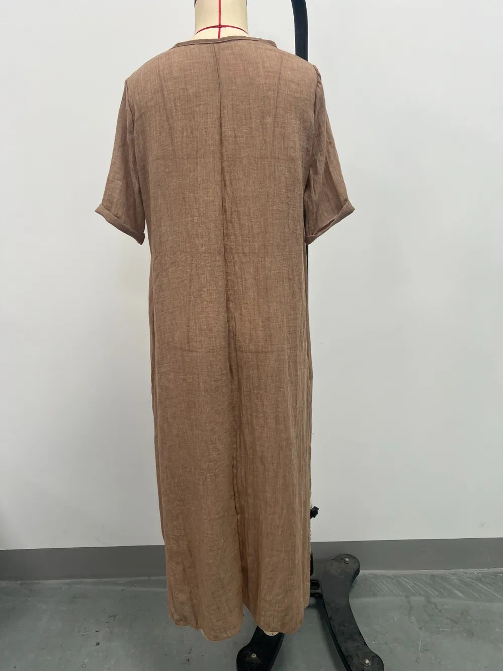 Full Size V-Neck Short Sleeve Midi Dress Plus Size - Velora