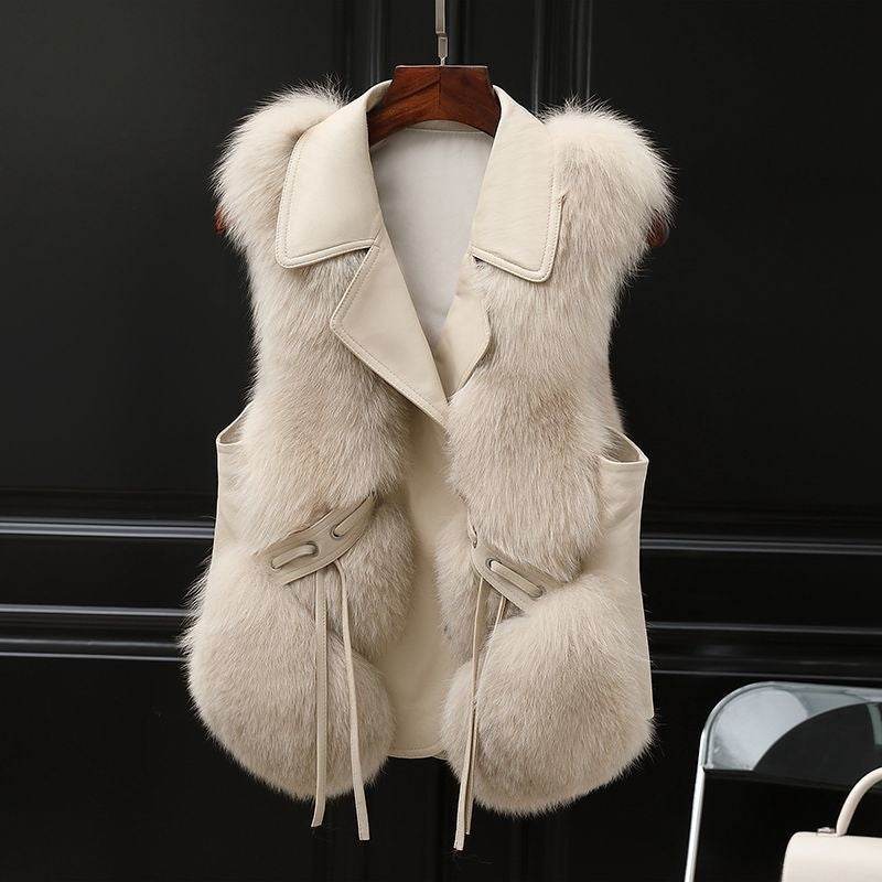 Fur Vest Short Coat Autumn And Winter New Patchwork Winter Fox Fur Jacket Women Short Artificial Fur Coat Elegant Female Warm Vest - Velora