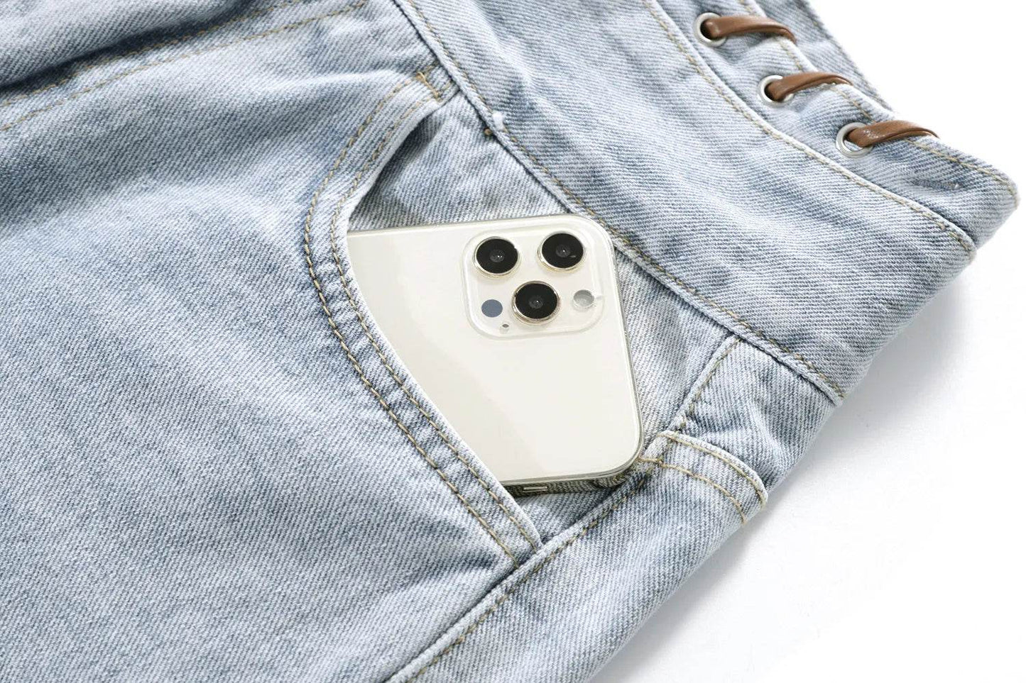 High Waisted Wide Leg Denim Shorts For Women - Velora