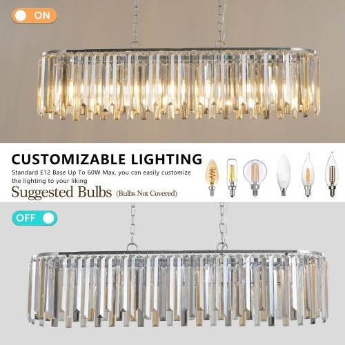 Modern Oval Crystal Chandelier Luxury Home Decor Fixtures- Bulb is not included - Velora