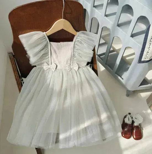 Infant Flying Sleeve Bowknot Girls' Fashion Baby Pettiskirt dress Newborn dresses - Velora