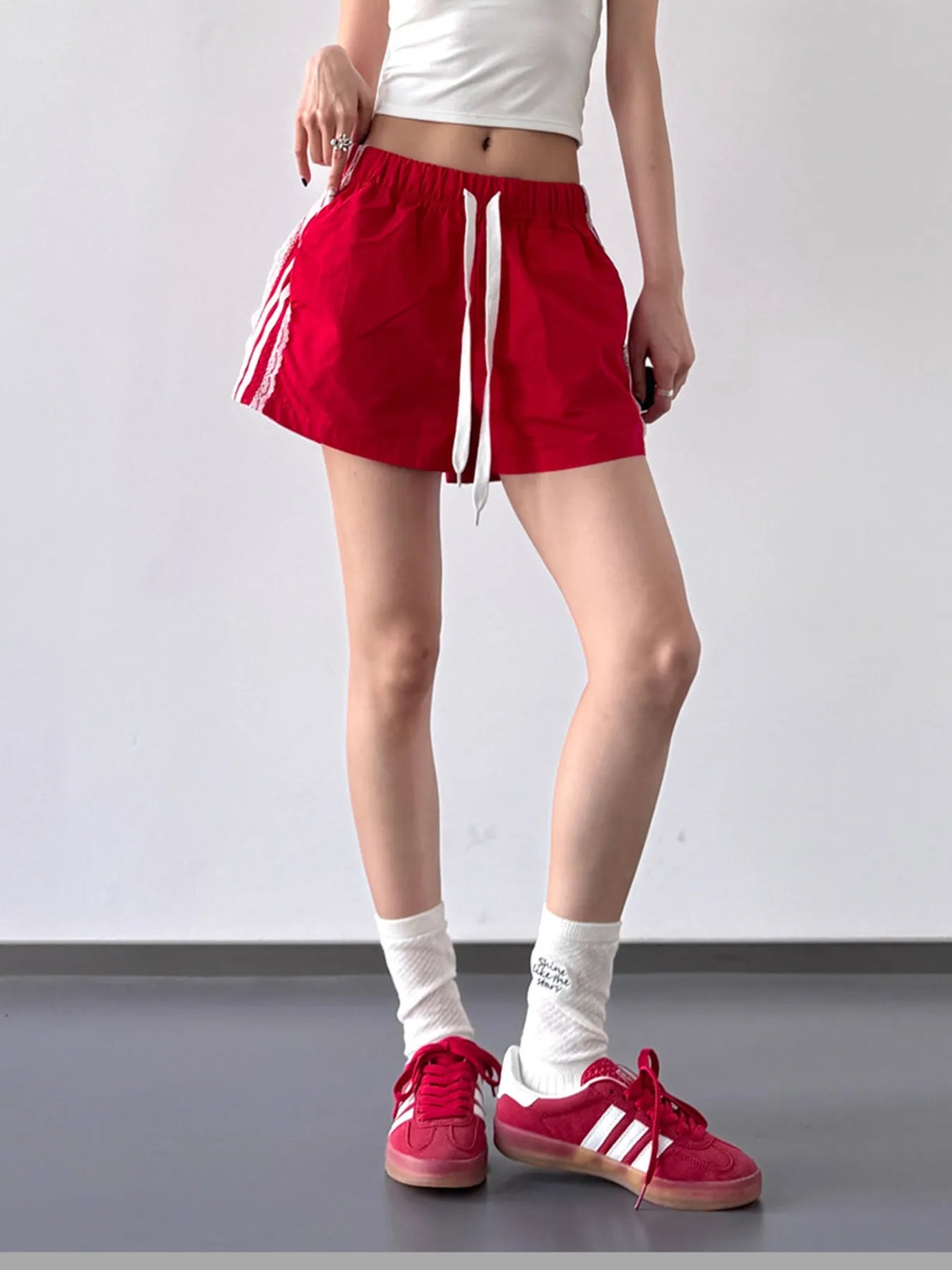 Side Stripe Drawstring Shorts - Velora
