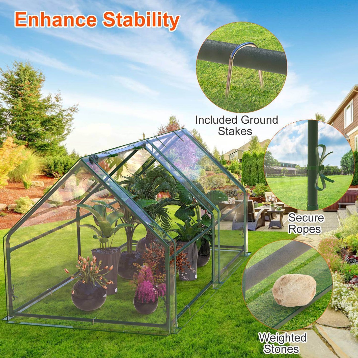 1Pc Portable Mini Greenhouse 70.86x33.46x37.4in With Roll-Up Zipper Doors Waterproof UV-Resistant PVC Cover Hot House For Indoor Outdoor Garden Patio Yard - Velora
