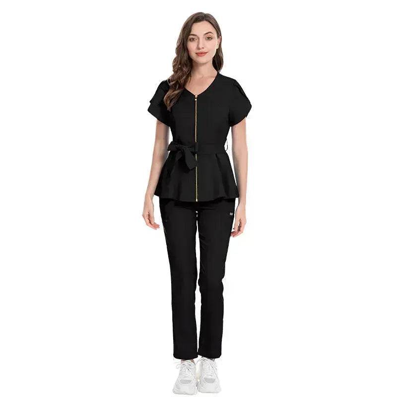Nurse Lace-up Waist Retraction Surgical Gowns Female Separate Suit Hospital Short Sleeve Brush Hand Clothes Hand Washing Clothes - Velora