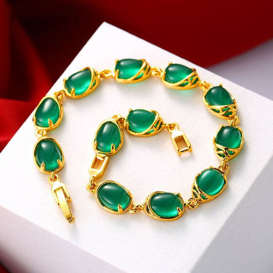 Emerald Malay Jade Elegance Retro Bracelet - Velora