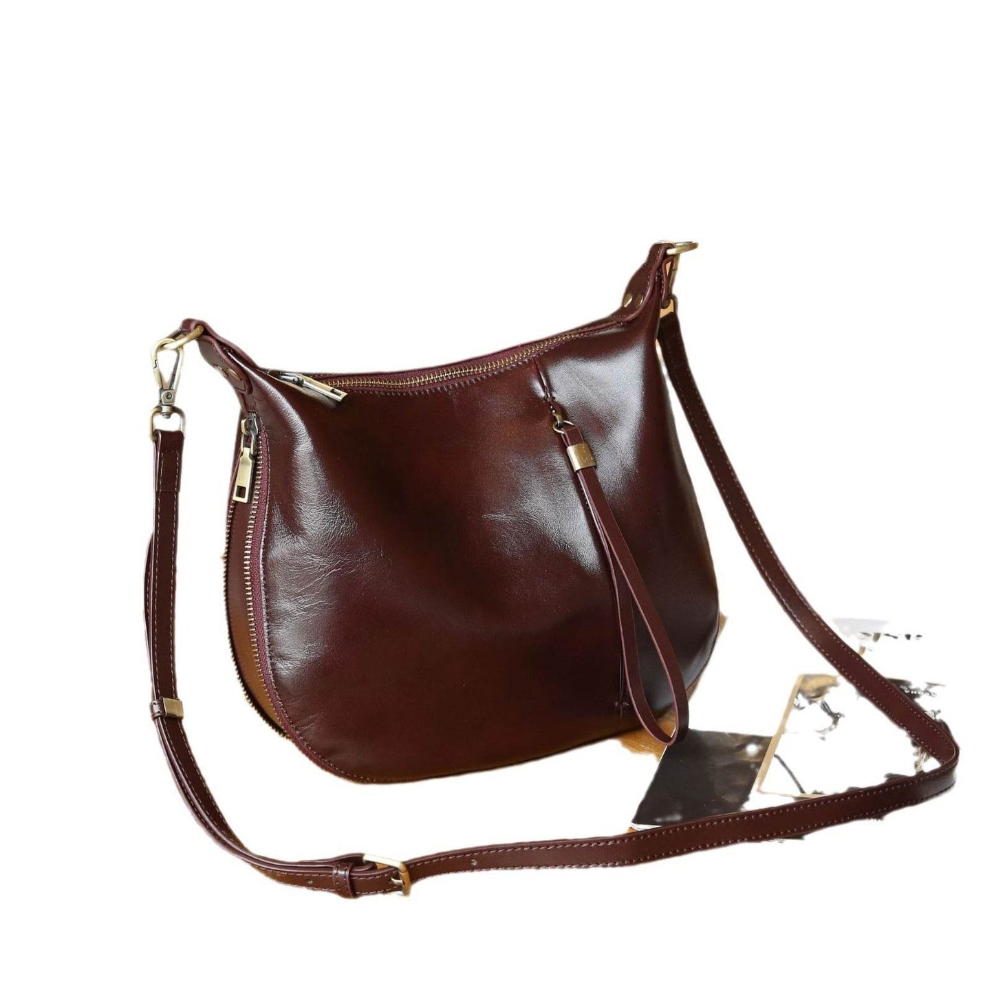 First Layer Cowhide Niche Shoulder Messenger Bag Simple - Velora