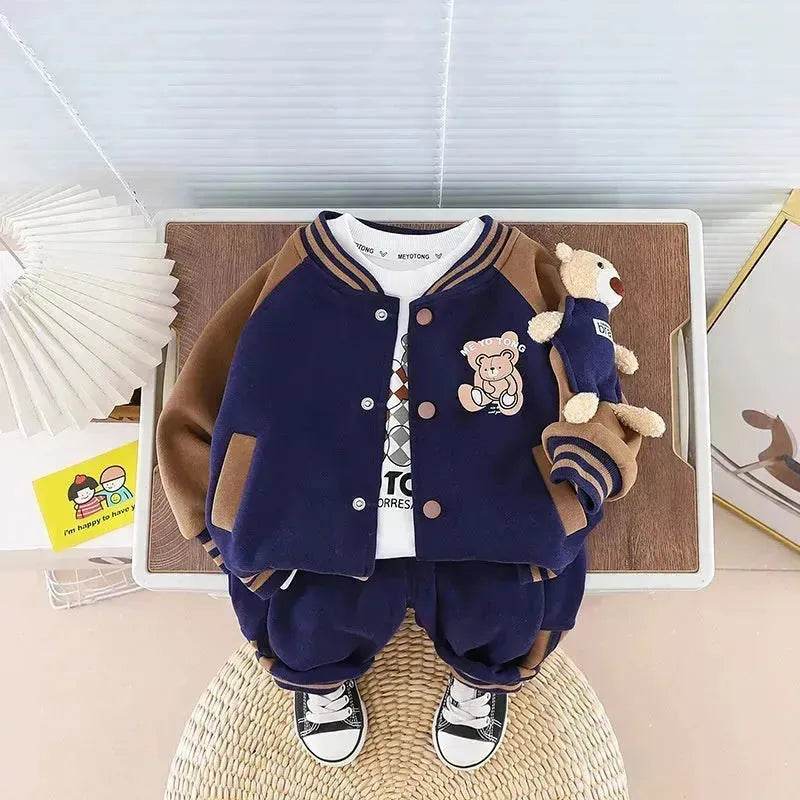 Children Fashionable Long Sleeve Three-piece Sweater Set - Velora