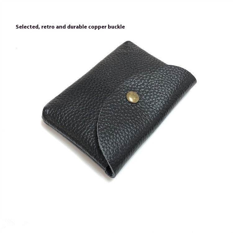 First Layer Cattlehide Leather Fashion Hidden Hook Coin Pocket Card Holder Mini-Portable - Velora