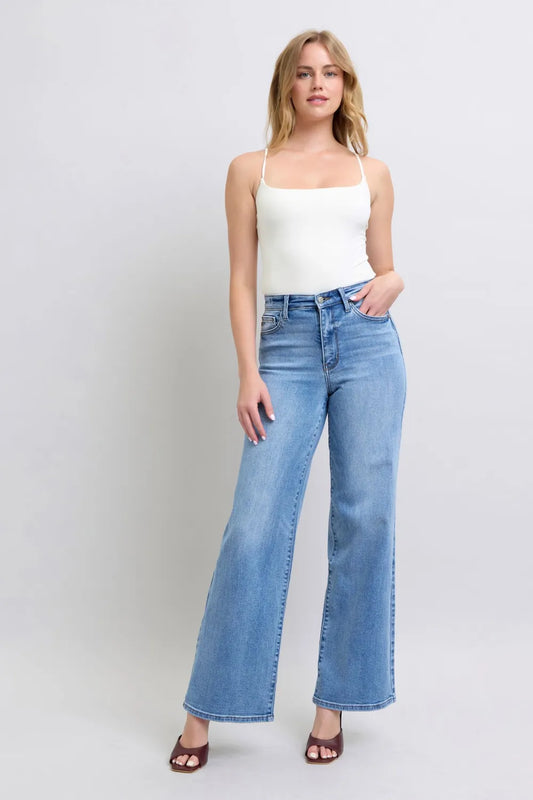 Judy Blue Full Size Wide Leg Jeans with Pockets - Velora