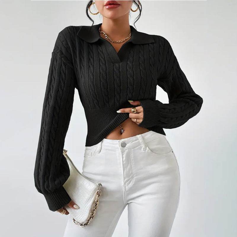 Women's Sweater Fashion Solid Color And V-neck - Velora