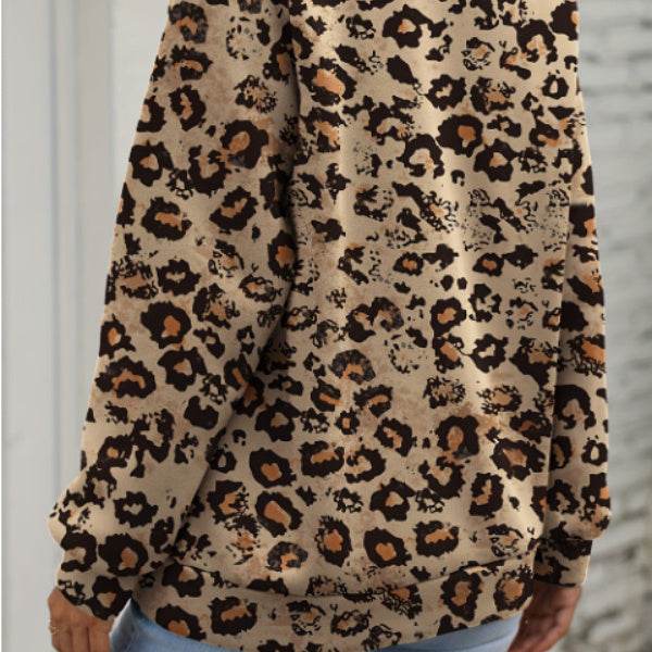 Brown Bleached Halloween Pumpkin Leopard Print Sweatshirt - Velora