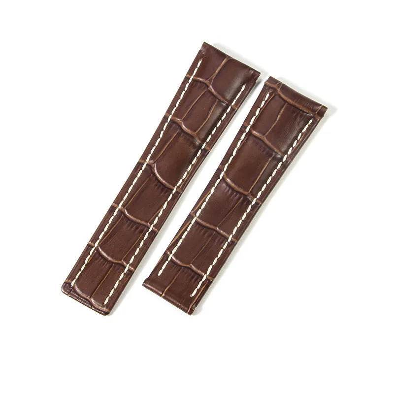 22mm 24mm Black Brown Blue Bamboo Grain Cowhide Watch Strap - Velora