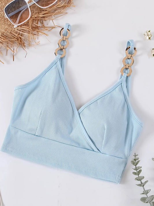 Chain Strap Ribbed Cami Top - Velora