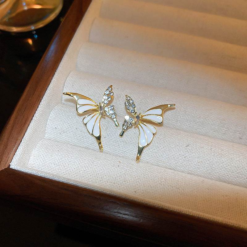 Fashion Jewelry Rhinestone Dripped Butterflies Stud Earrings Sweet Everyday Versatile Jewelry For Women - Velora