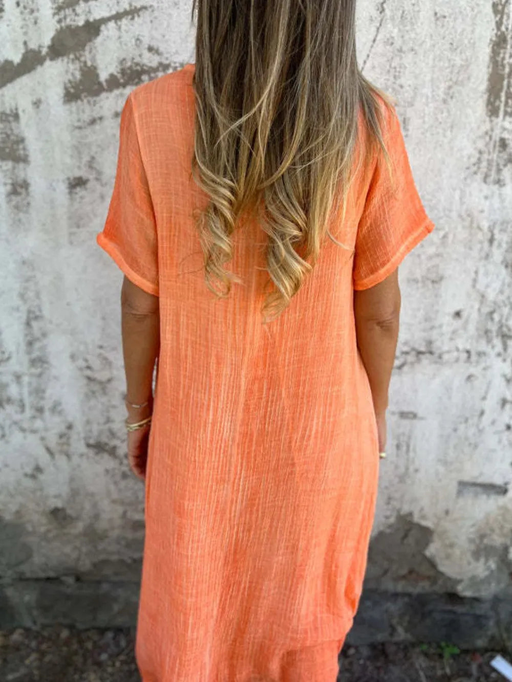 Full Size V-Neck Short Sleeve Midi Dress Plus Size - Velora
