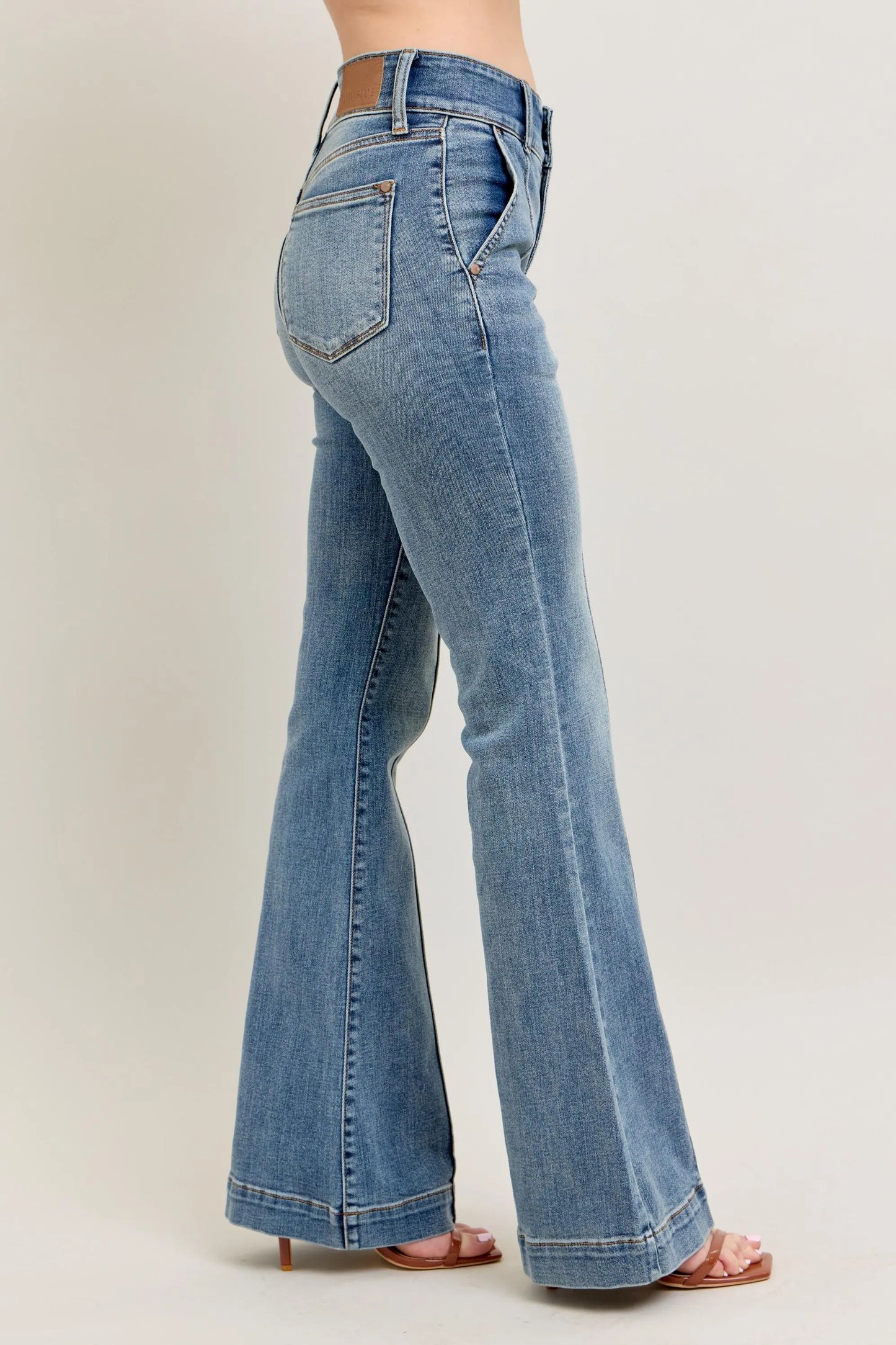 Judy Blue Full Size High-Waist Flare Denim Jeans with Front Seam Detail Plus Size - Velora