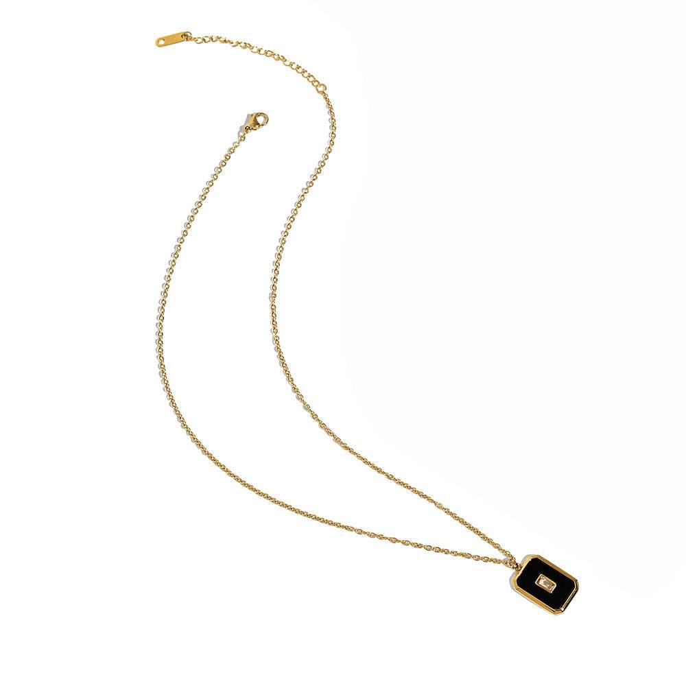 Vintage Square Natural Stone Pendant Necklace - Velora