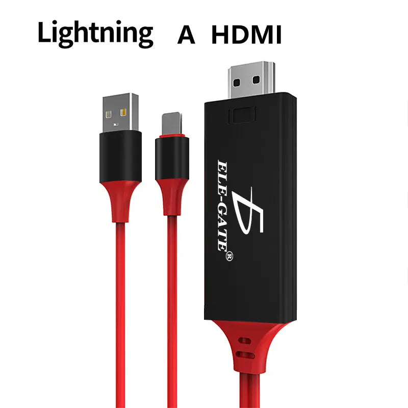 Professional 1080P for HDMI USB Male Adapter/Cable for iPhone iPad Resolution 4K 60Hz Refresh Rate Coaxial Style Pure Copper PVC - Velora