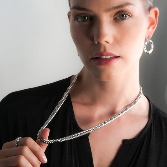 ABRAFO: Chunky Chain in Silver for Women or Men