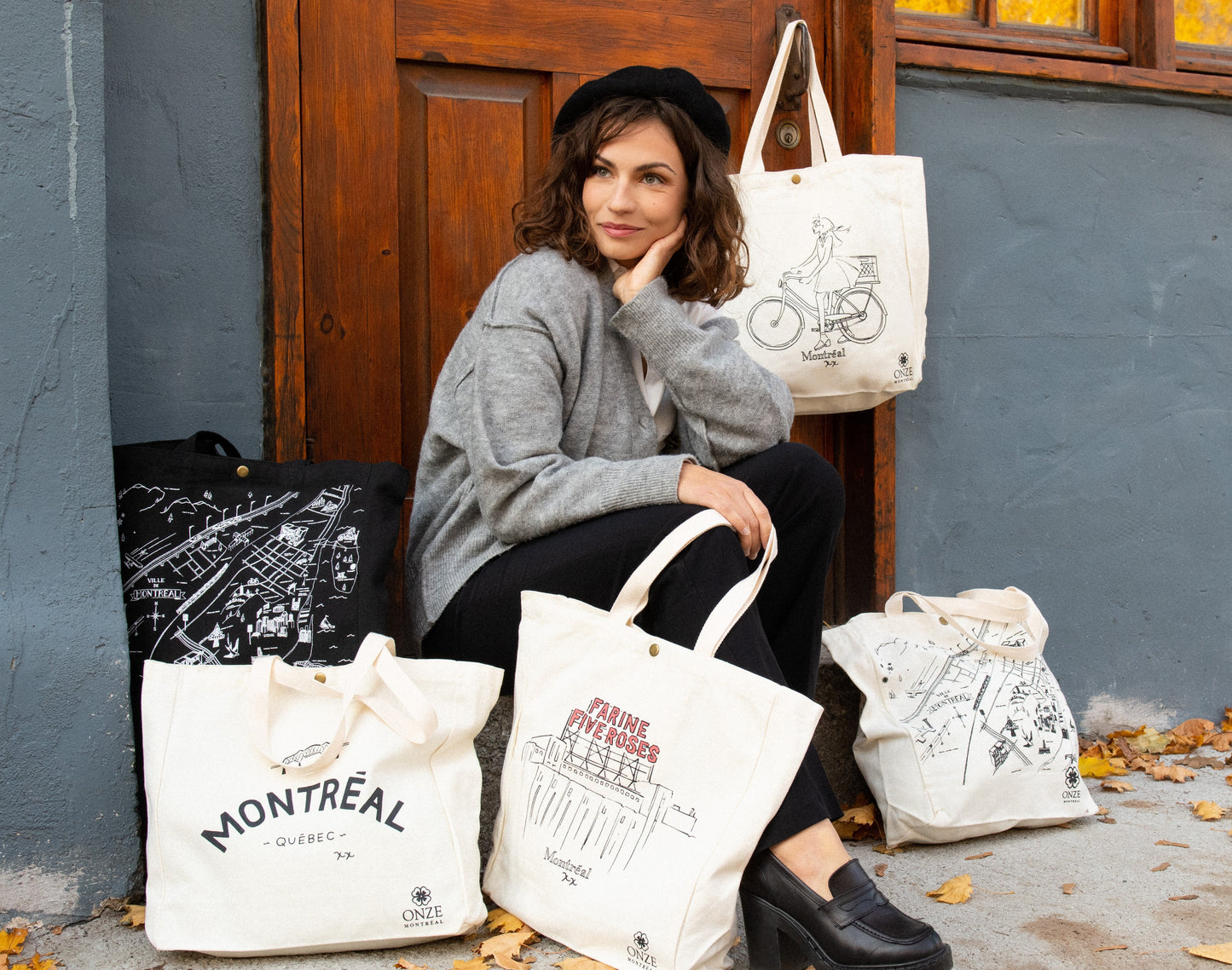 Montreal Five Roses Tote Bag Custom Illustration Canvas