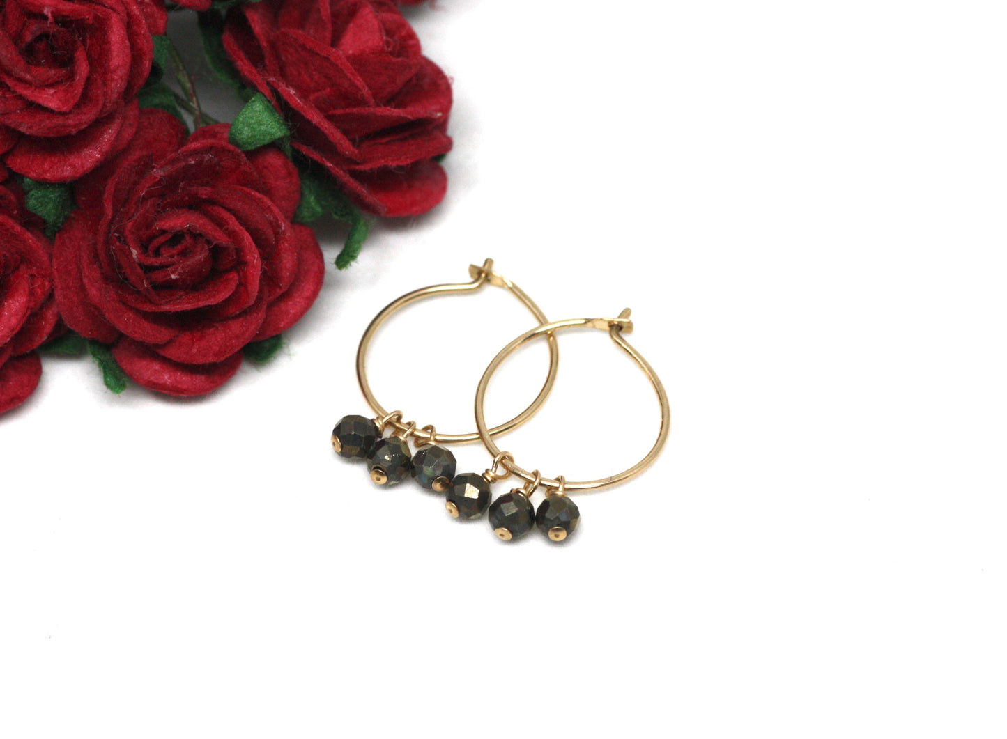 Pyrite Small Hoop Earrings in Gold - Velora