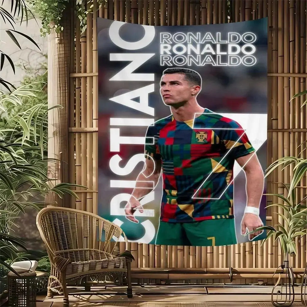 Ronaldo Football Party Tapestry Bohemian Soccer Star Wall Hanging Unique Sports Themed Decor for Bedrooms Man Caves Fan Caves Velora