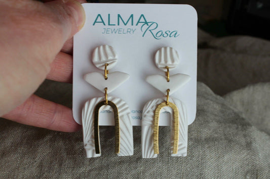 Alma Rosa Jewelry White Polymer Clay Earrings - Velora Luxury Fashion