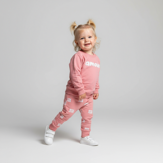 Amour Girls Cotton Joggers Set - Velora Luxury Fashion