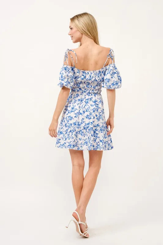 And The Why Off Shoulder Bubble Sleeve Dress - Velora