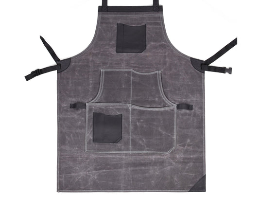 Arucas Leather Canvas Apron - Stress Grey - Velora Luxury Fashion