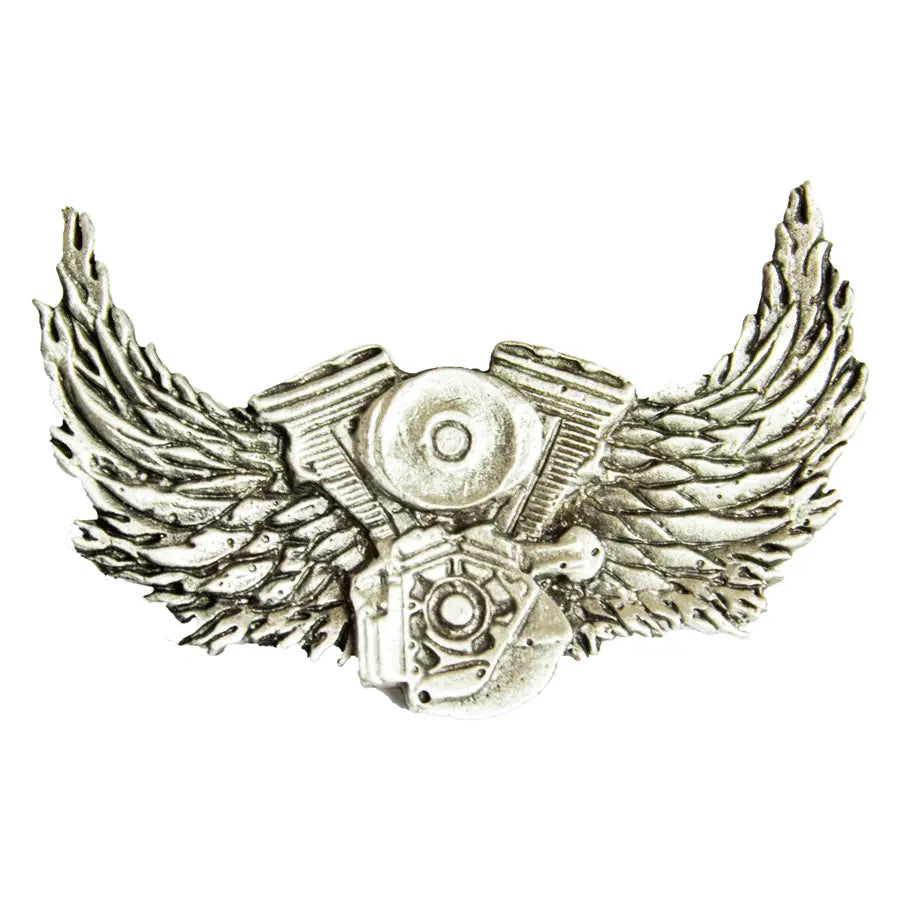 BOL Engine With Wings Pewter Pin - Velora Luxury Fashion