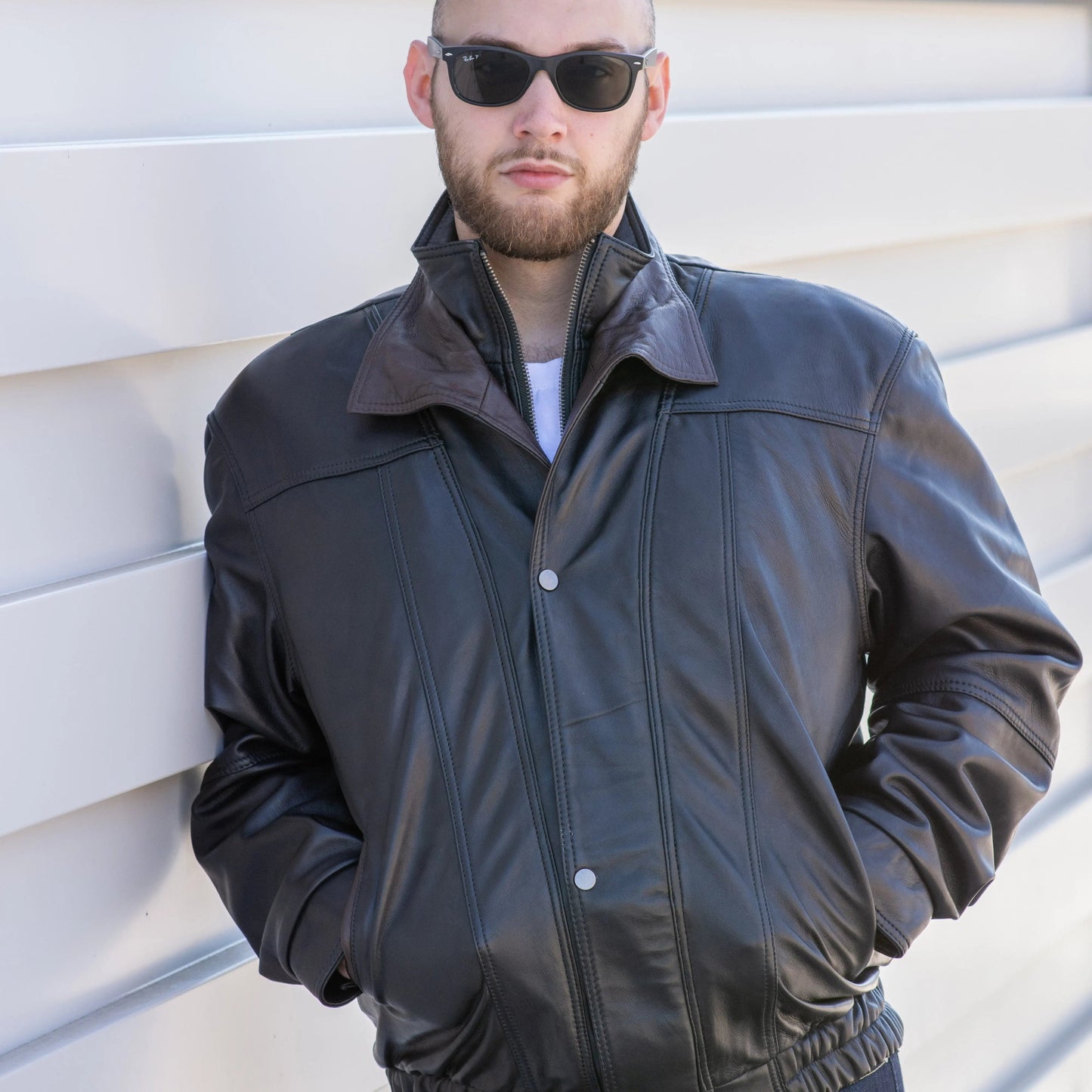 BOL Men's Double Collar Leather Bomber Jacket Boutique of Leathers/Open Road