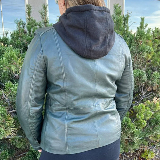 BOL Women's Detachable Hooded Leather Jacket - Velora Luxury Fashion