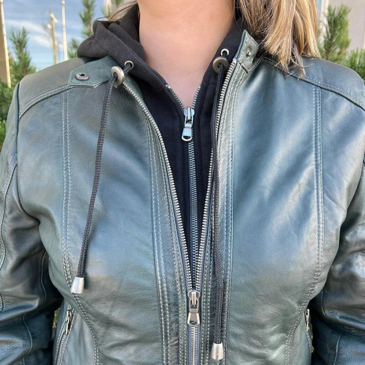 BOL Women's Detachable Hooded Leather Jacket Boutique of Leathers/Open Road