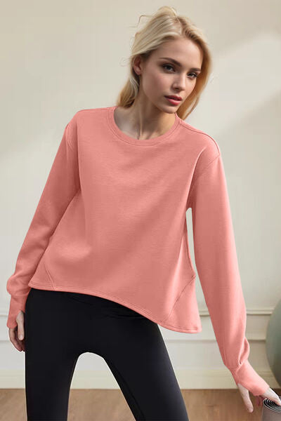 Basic Bae Air Scuba Round Neck Long Sleeve Sweatshirt - Velora Luxury Fashion