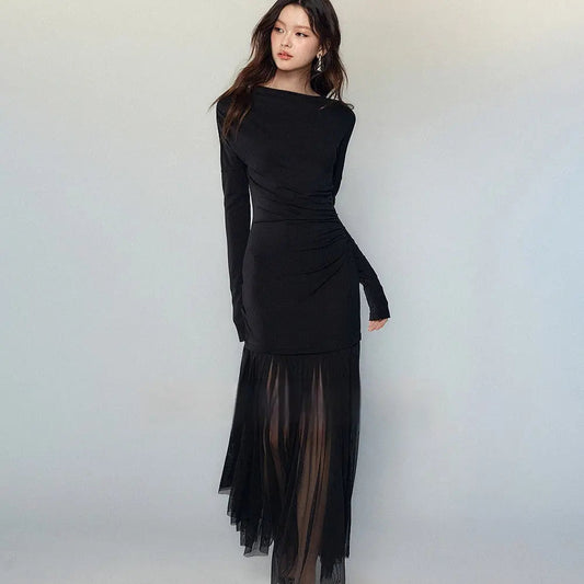 Black Panel Mesh Dress Women EX-STOCK Canada