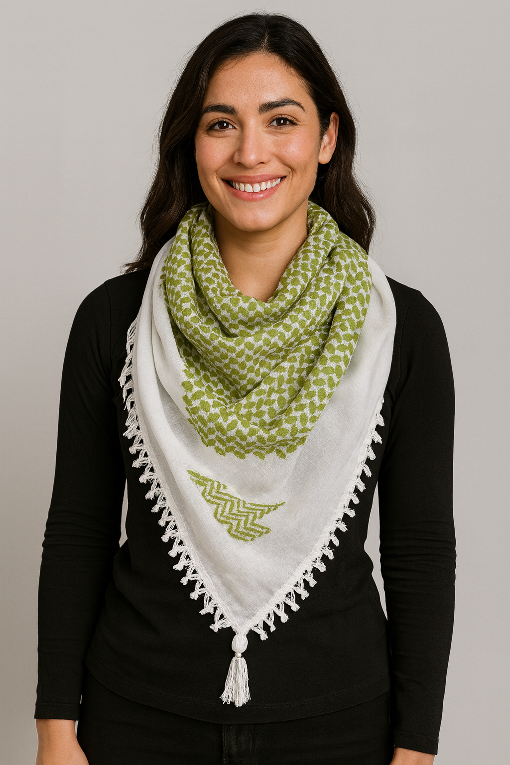 Bold Olive Kufiya (Keffiyeh) | Made in Jordan - Velora Luxury Fashion