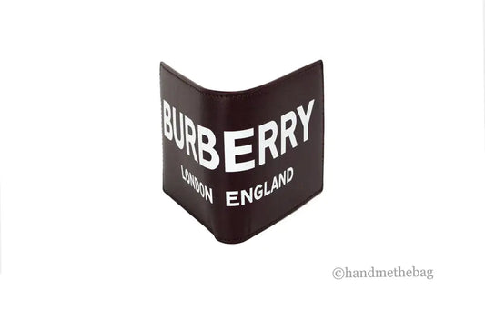 Burberry Ronan Oxblood Printed Smooth Leather Logo Bifold Wallet - Velora Luxury Fashion