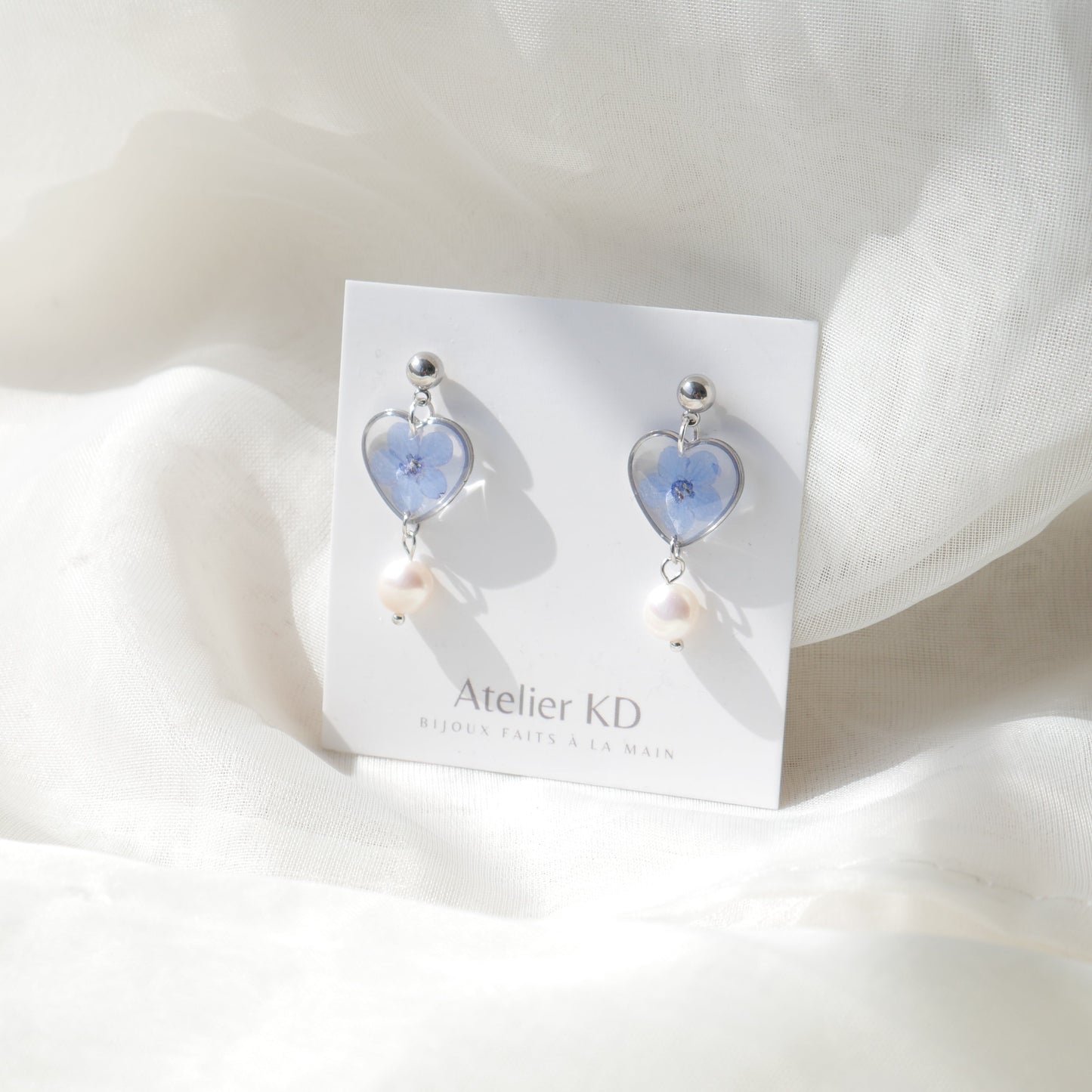 Boucles d'oreilles Perla myosotis - coeur - Velora