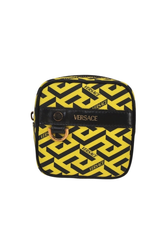 Authentic VERSACE La Greca Vintage Leather Pouch Purse Yellow Box Junk 7524L - Velora